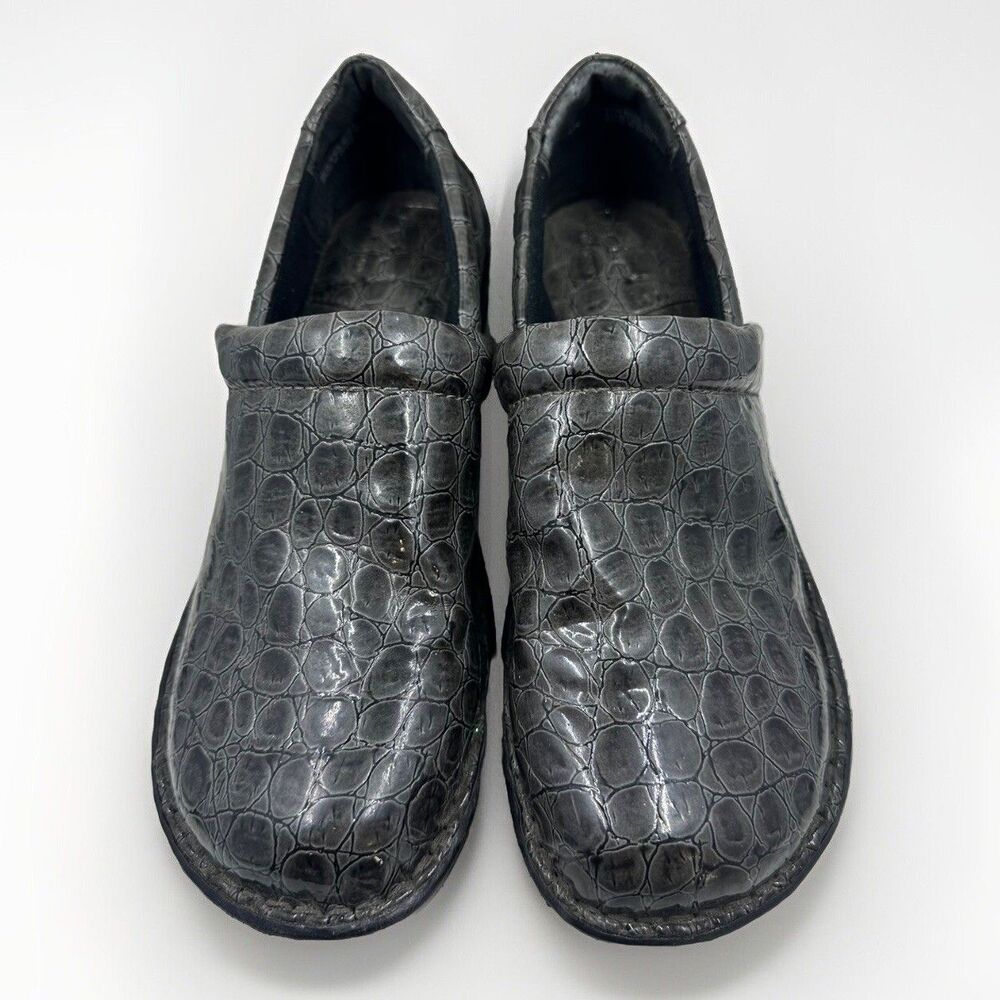 BOC Born Concept PEGGY Black Gray Croc Print Slip On Clog Shoes Size 9.5US EU 41
